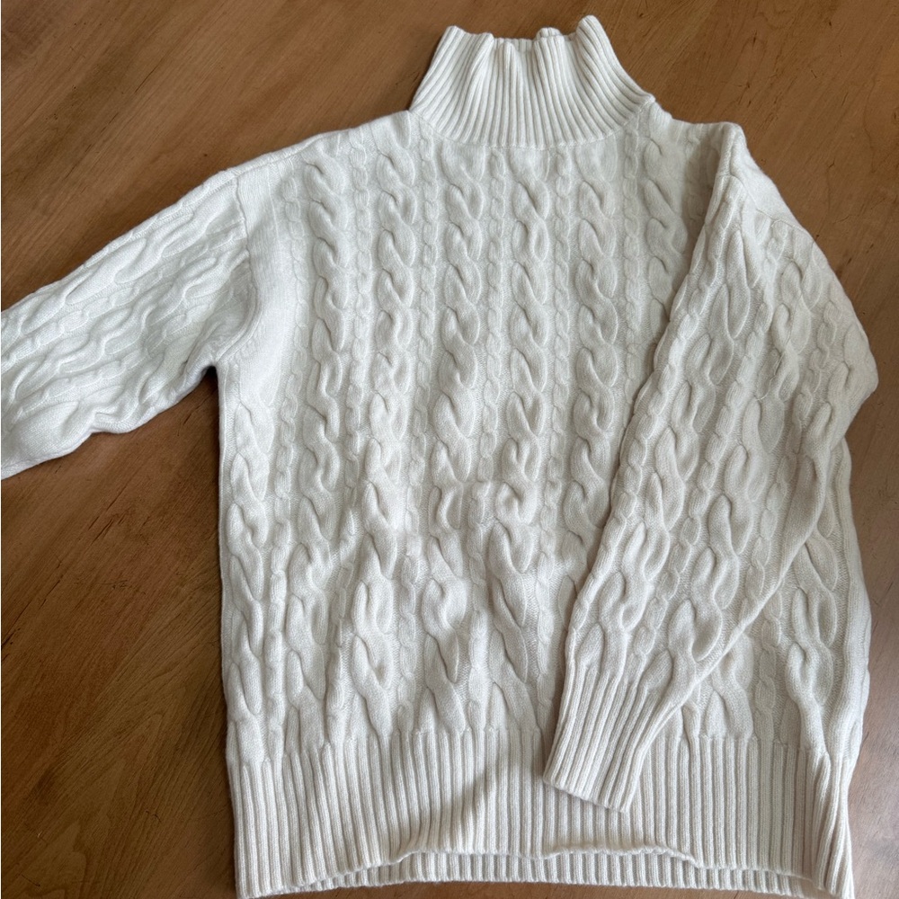 Babaton Cream Cable Knit Turtleneck Sweater
